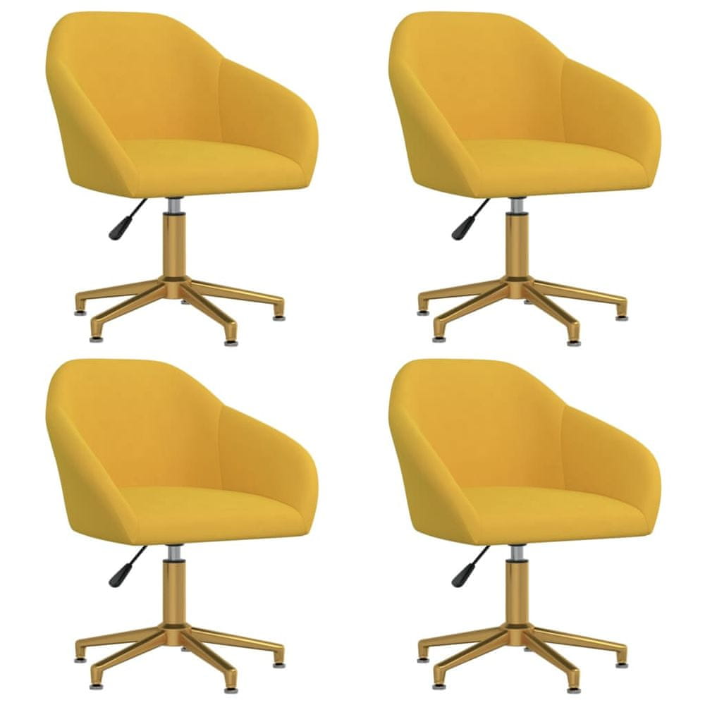 Vidaxl Otočné jedálenské stoličky 4 ks žlté zamatové